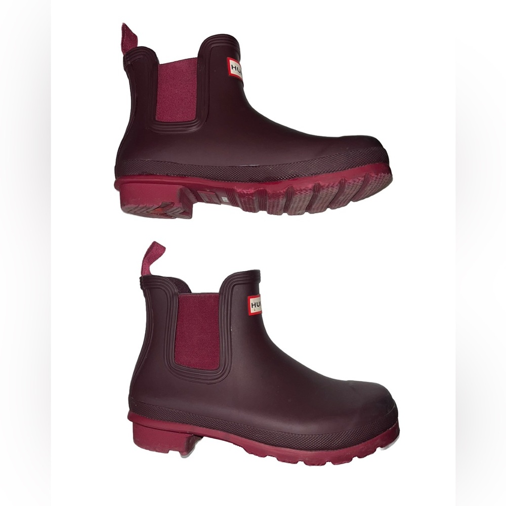 Hunter Original Chelsea Matt Rain Boots Maroon  WES2078RMA Women's Size 7